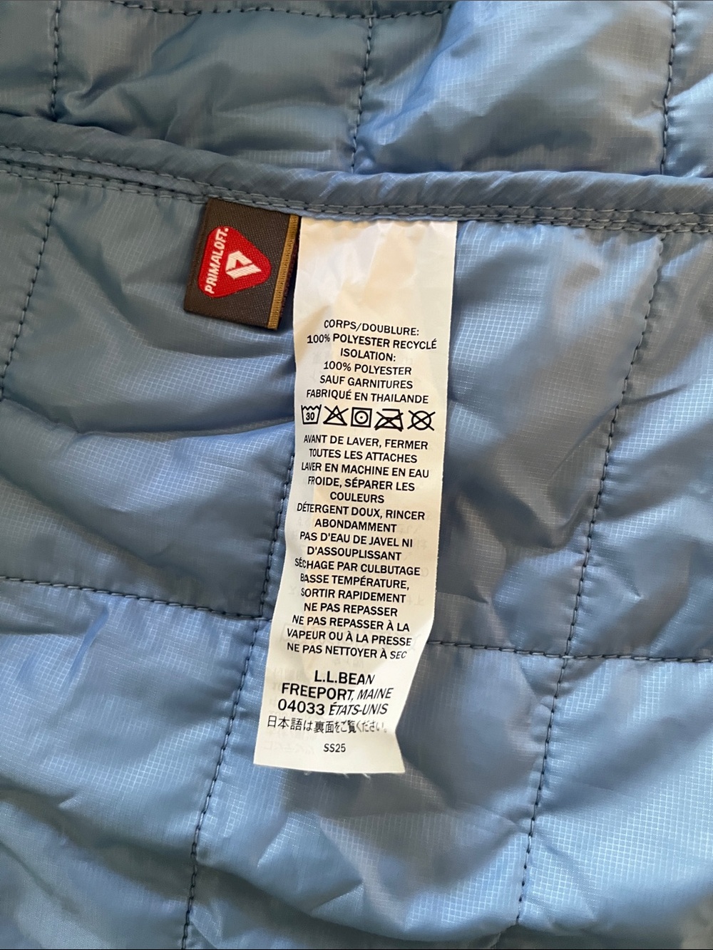 L.L. Bean Women’s Quilted Puffer Jacket - Dark Blue with Light Blue Trim - Picture 3 of 7